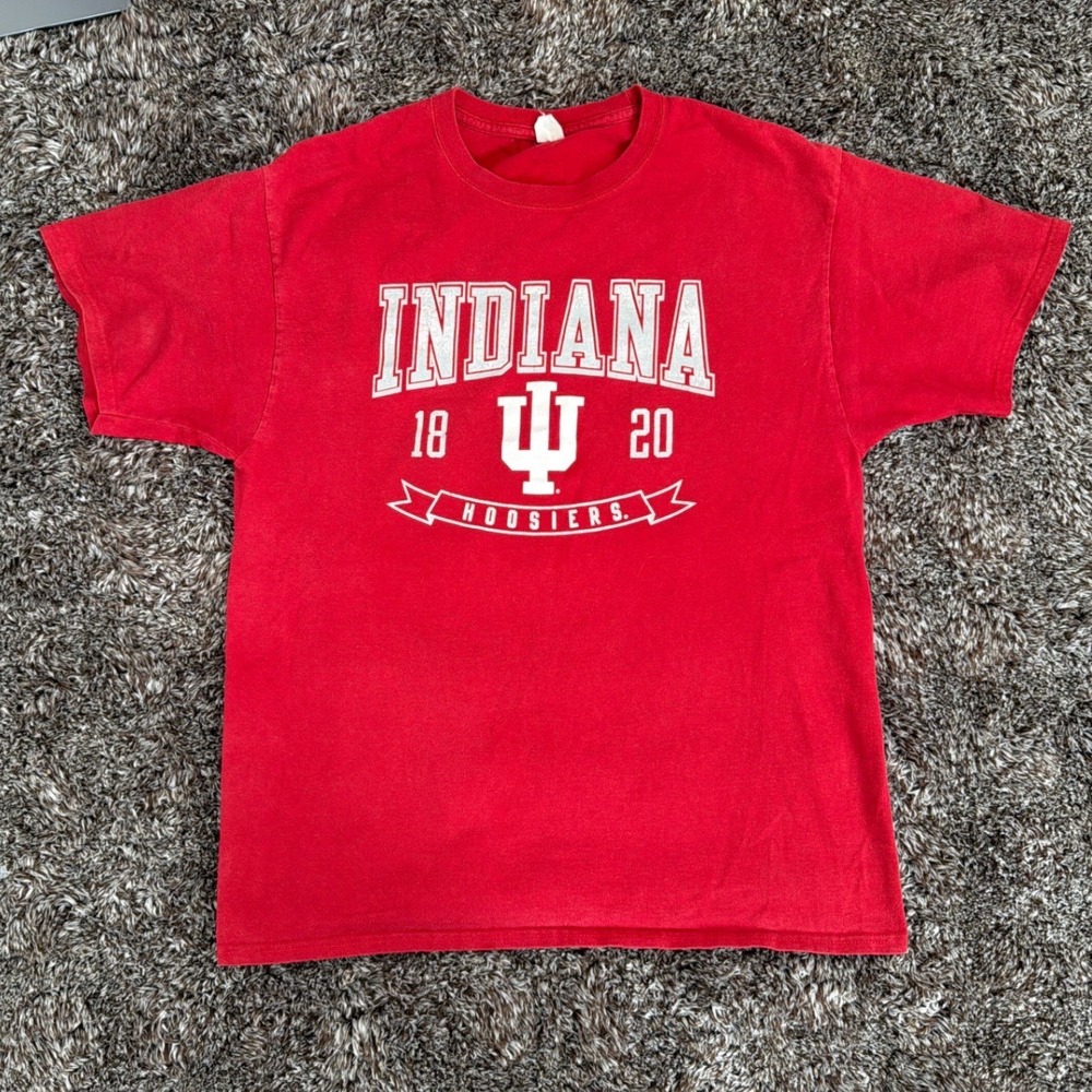 Indiana Hoosiers Mens Large Red Hanes T Shirt 18 20 University College